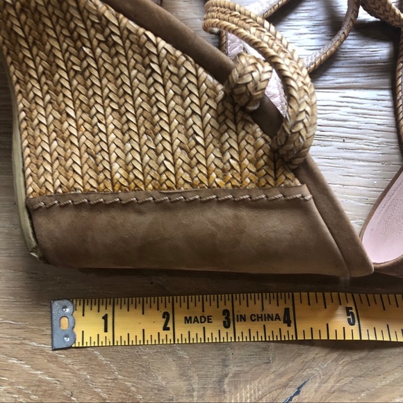 STUART WEITZMAN Rein Braided Tan Wedge Sandalssz 8.5 price firm! - Picture 7 of 11